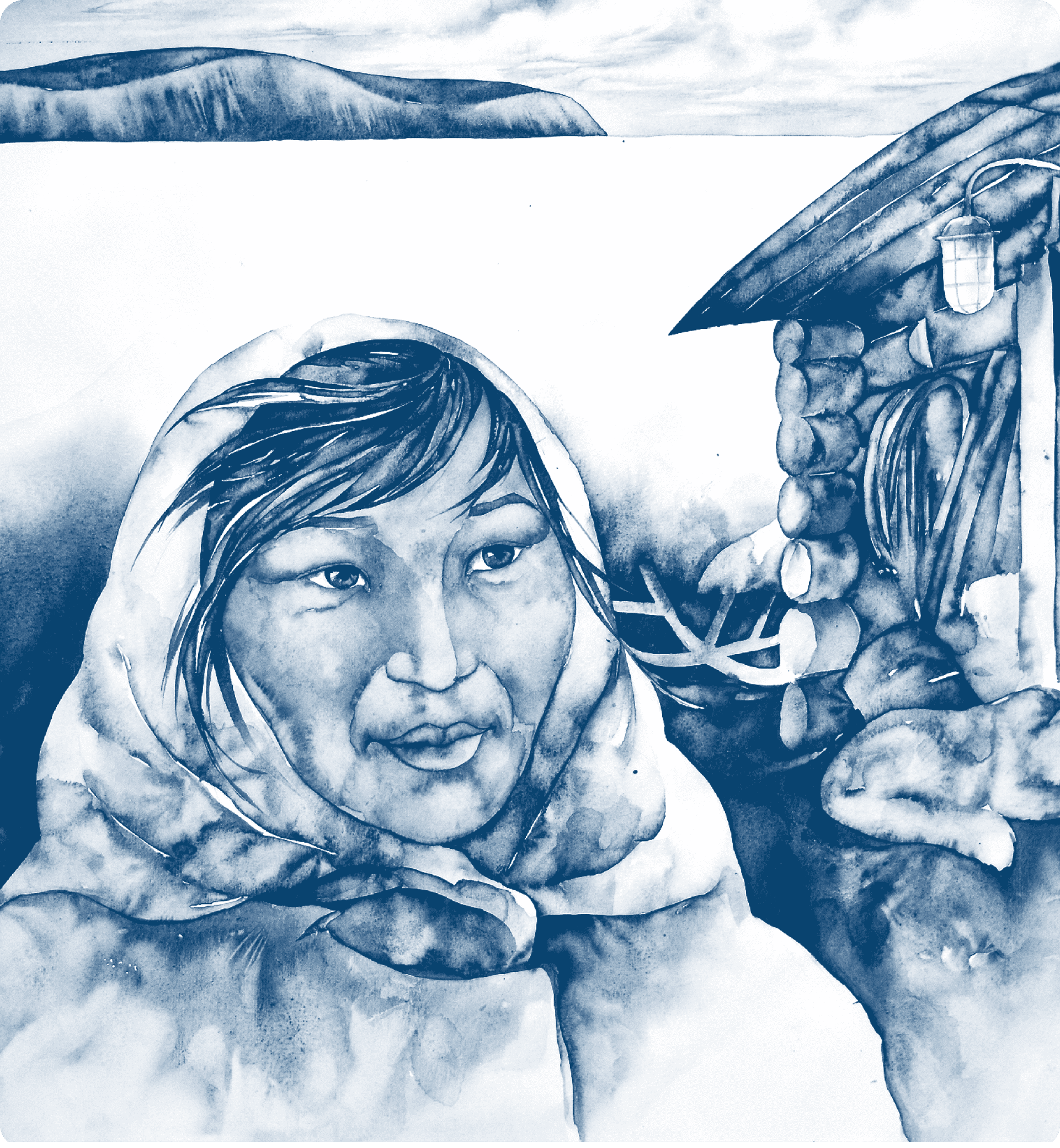 Девушка возле домика