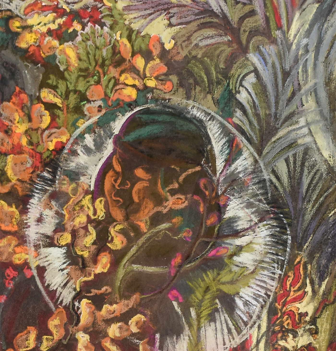 Человек из коренного народа посреди скал, за котомрыми пёс гонит оленей